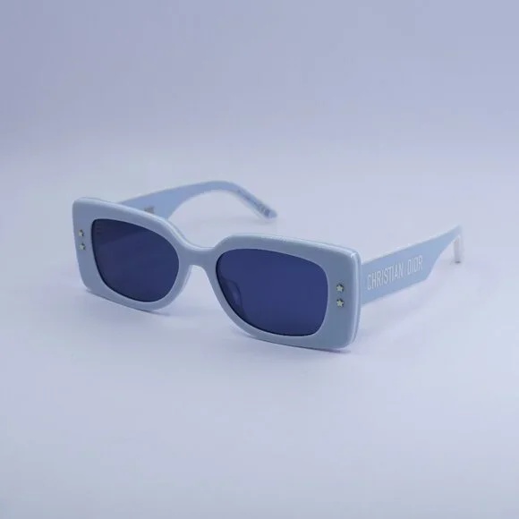 Dior DIORPACIFIC S1U 80B0 Sunglasses Shiny Blue/White Rectangle Frame, Blue Lens - Picture 5 of 11